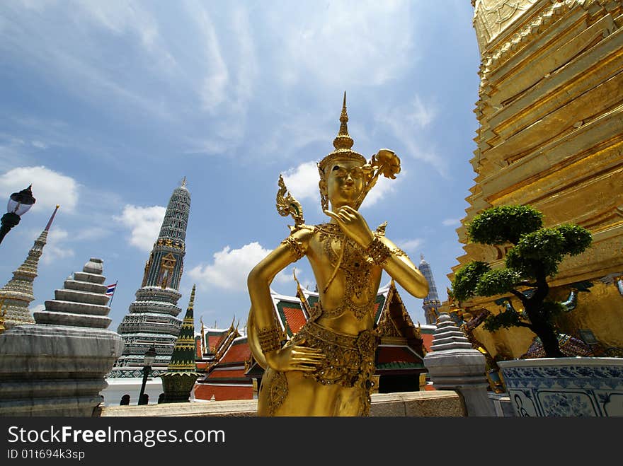 Golden Thai Angel Statue and Monument Tower