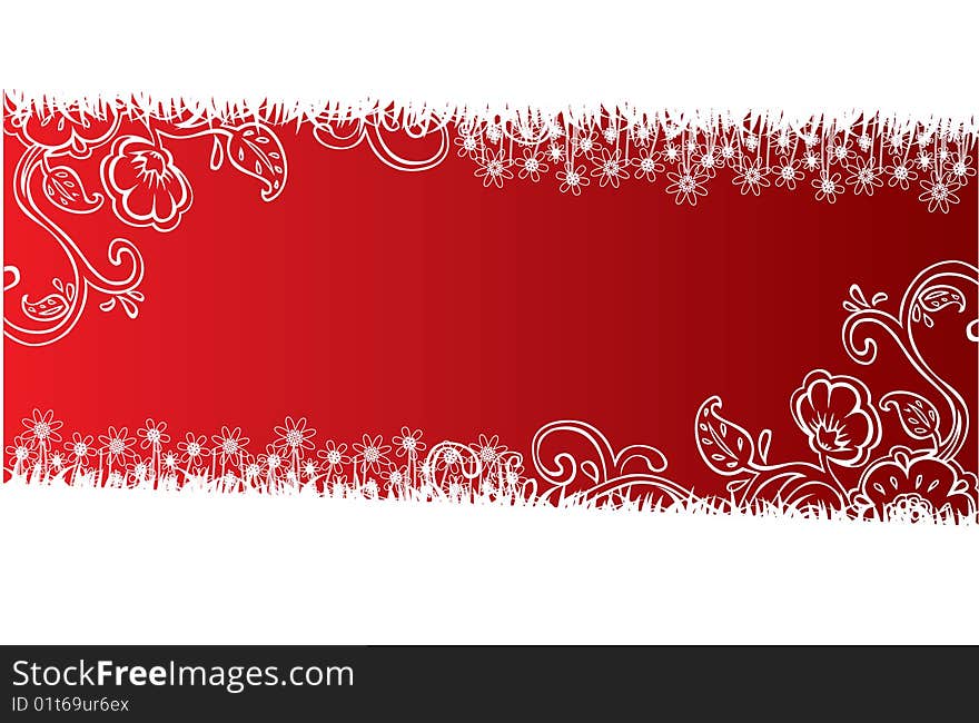 Floral red banner, vector illustration. Floral red banner, vector illustration