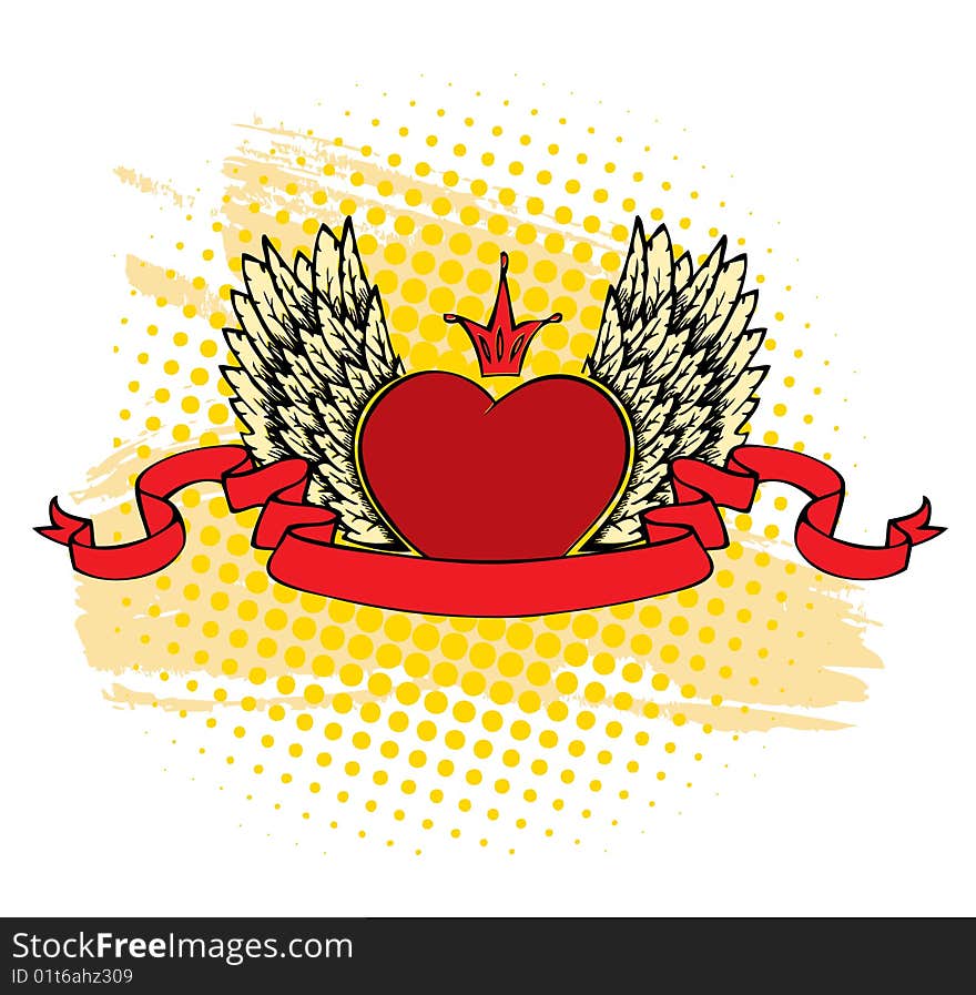 Heart with wings, vector illustration