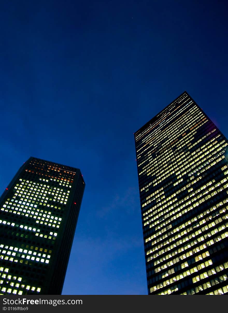 Buildings in the night city of japan. Buildings in the night city of japan