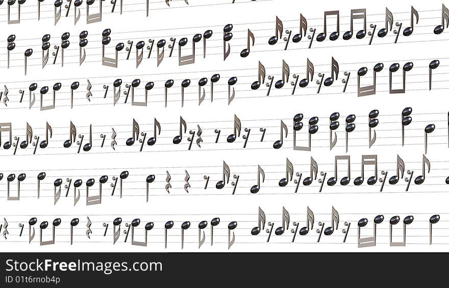 Isolated notes on a white background