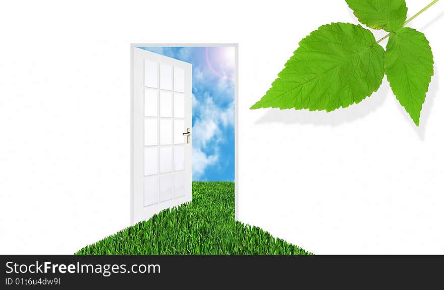 Door opens passage to the another world. Door opens passage to the another world