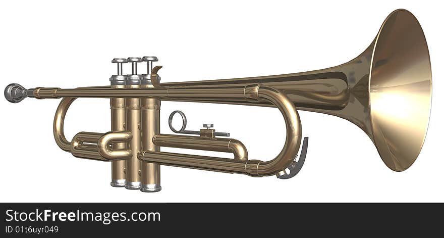 Isolated trumpet on a white background