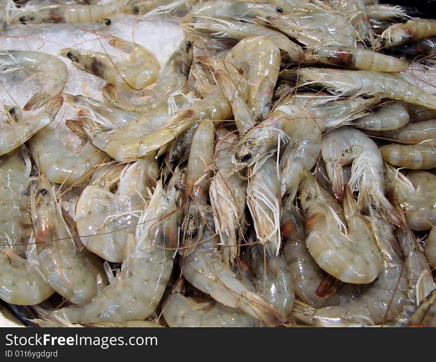 Fresh shrimps from the sea on the Greek market in Cyprus