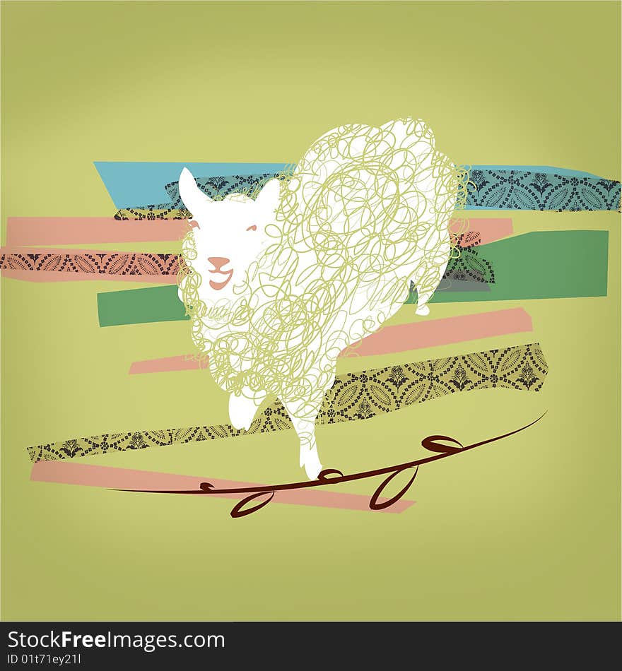 Easter Lamb on a green background