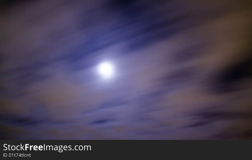 Clouds and moon at night