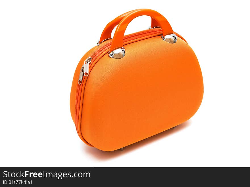 Orange large suitcase