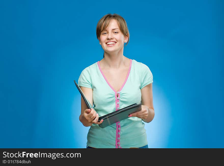 Beautiful smiling woman with books. Beautiful smiling woman with books