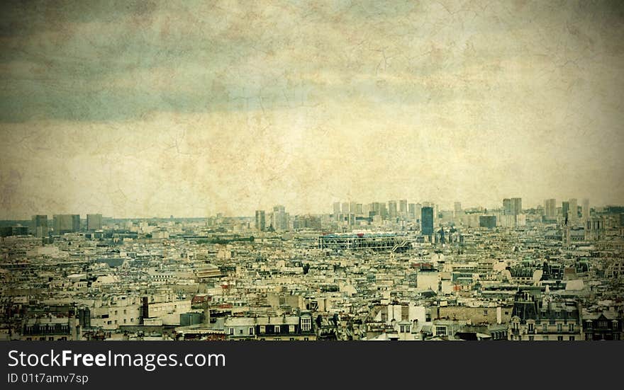 Paris skyline on grunge vintage background