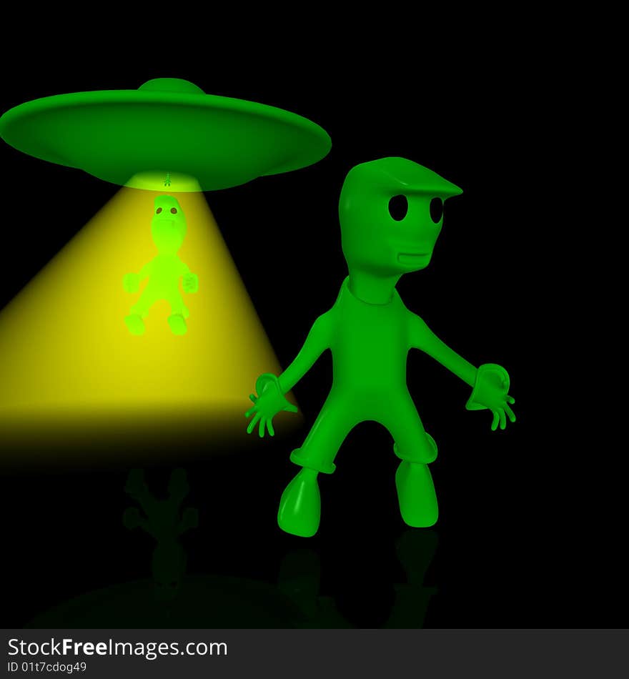 Illustration of aliens on earth