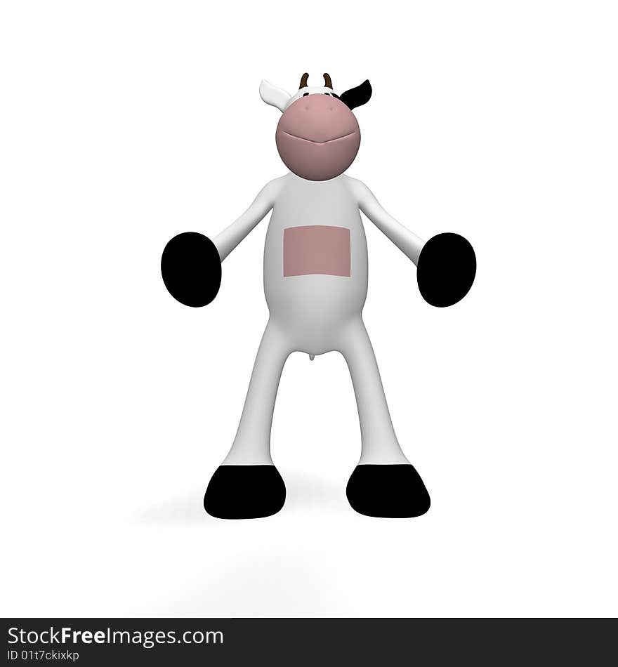 Illustration in 3d of a nice happy cow