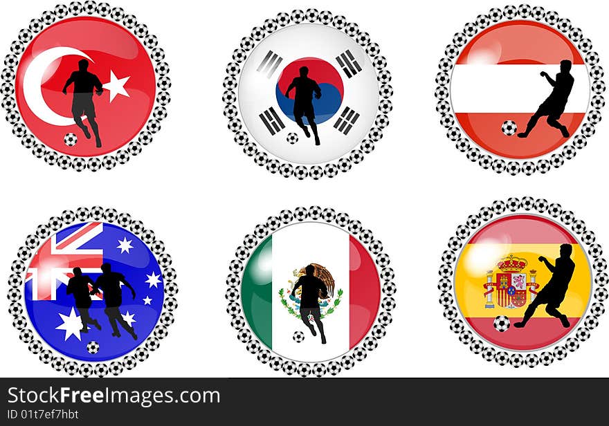 Illustration of a set of soccer buttons. Illustration of a set of soccer buttons