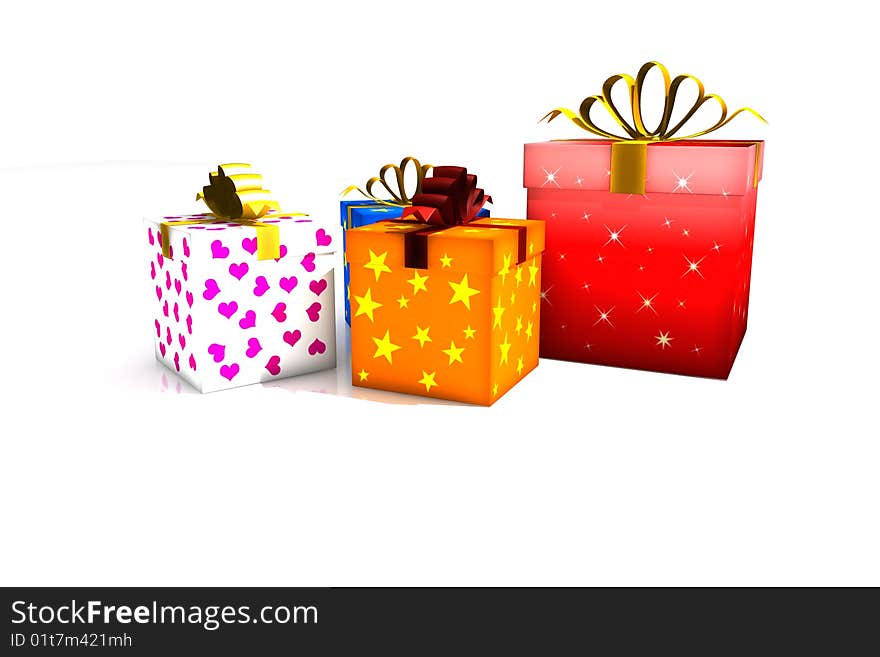 Gift boxes - 3d isolated illustration on white