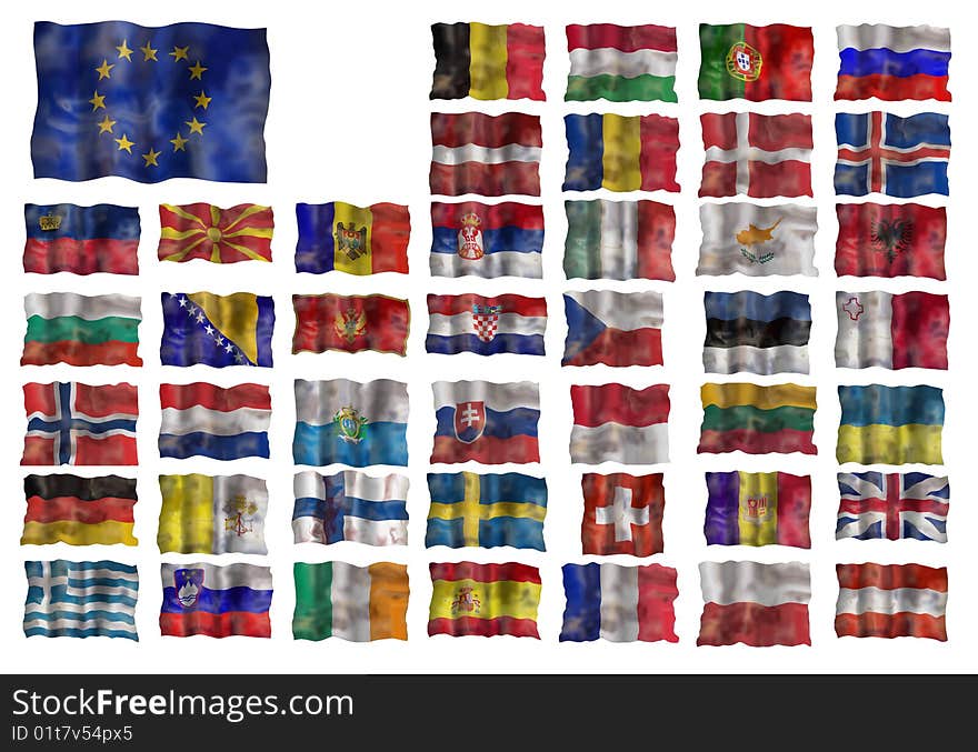 Set of  European flags