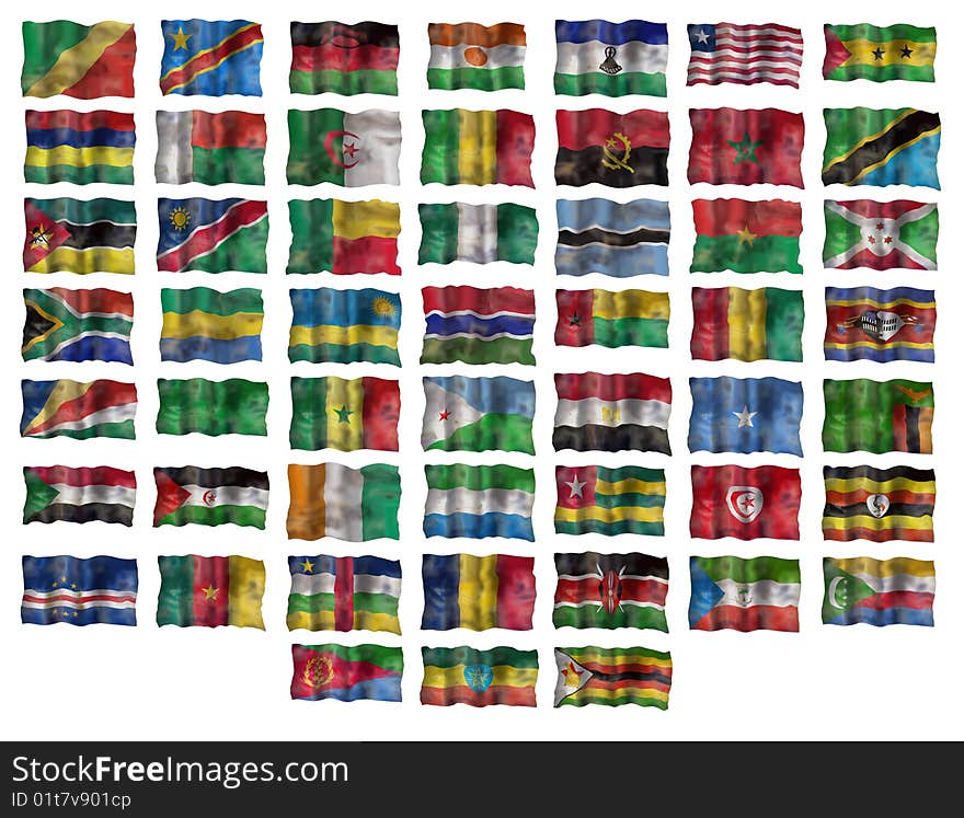 Set of Africa flags. Illustration over white background