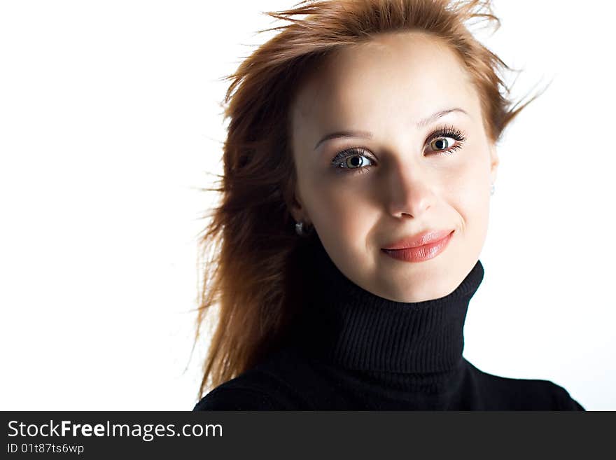 The beautiful young girl with long hair