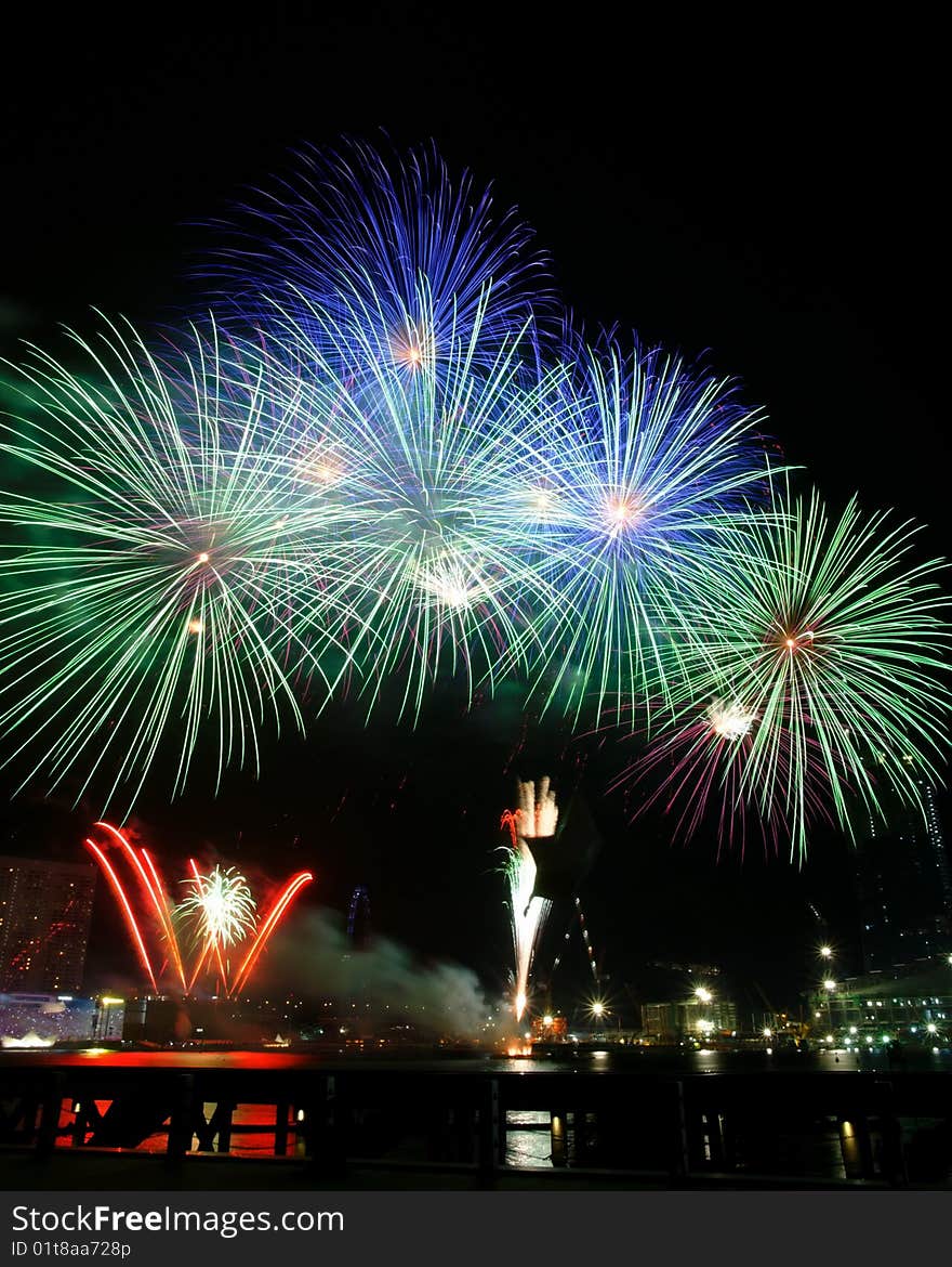 Colorful fireworks display at night. Colorful fireworks display at night