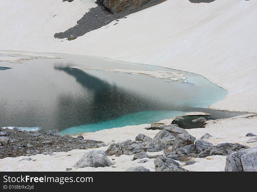 Beautiful lake in Caucasus mountains