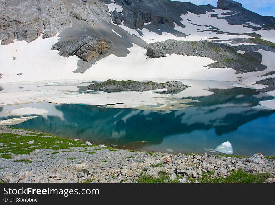 Beautiful lake in Caucasus mountains