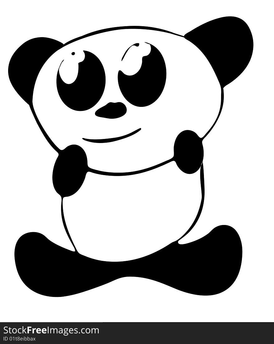 A file that can be resized to any size without quality loss showing a cute little panda in simple black and white shapes.