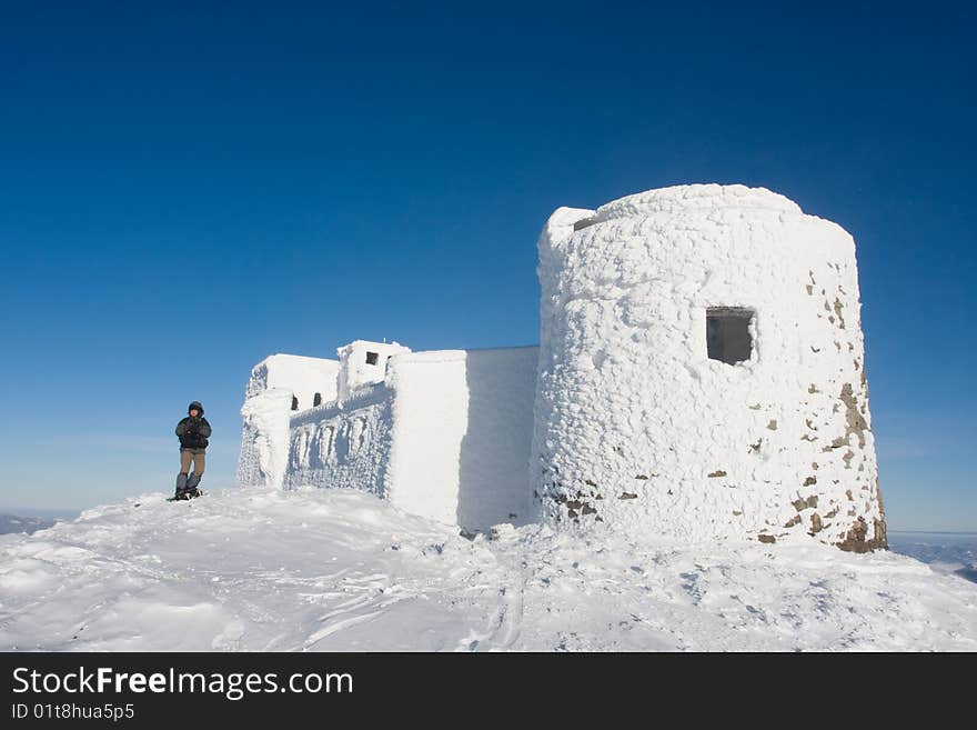 Castle in winter in Carpathian