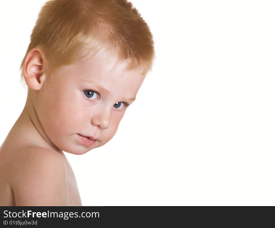 Portrait of the beautiful boy of 2 years on a white background. Portrait of the beautiful boy of 2 years on a white background