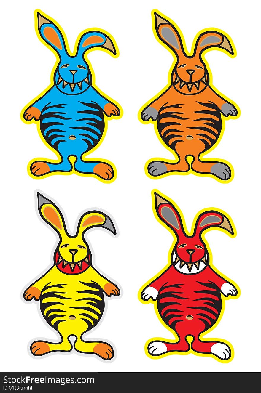 Funy rabbit like tiger.
Available as vector too. Funy rabbit like tiger.
Available as vector too.