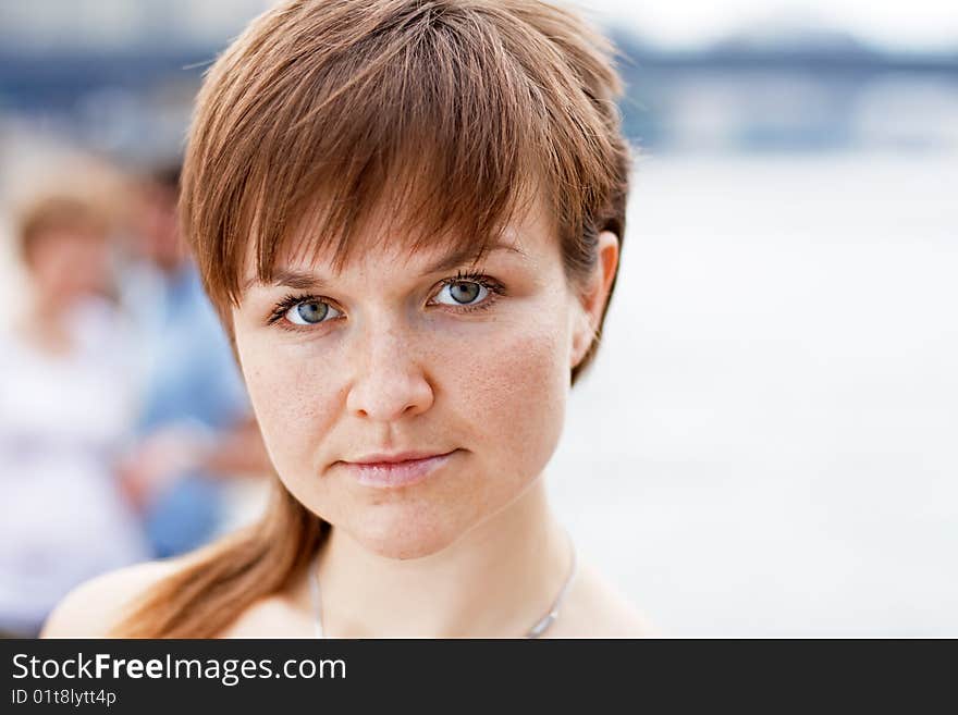 Portrait of a young brownhaired girl. Portrait of a young brownhaired girl