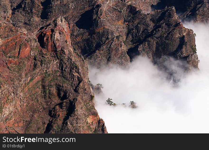 Mountain top on La Palma with sea of clouds. Mountain top on La Palma with sea of clouds