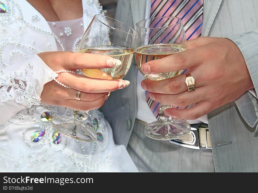 Two white wedding glass for fiance and fiancee