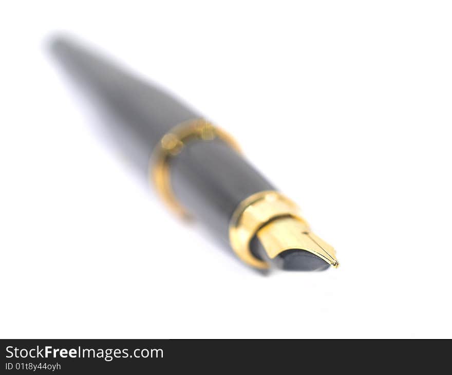 Black fountain pen with gold nib