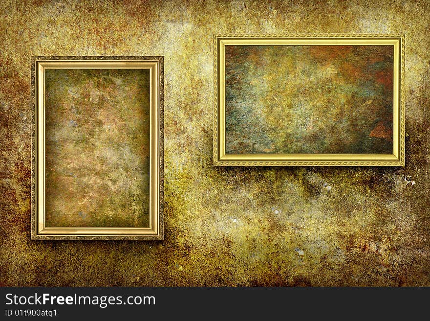 A picture frame on grunge background. A picture frame on grunge background