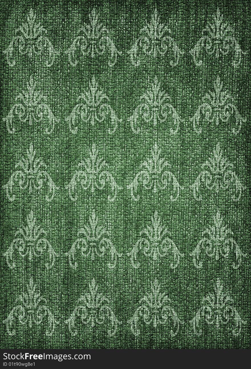 Shabby, textile background with a pattern of green. Shabby, textile background with a pattern of green