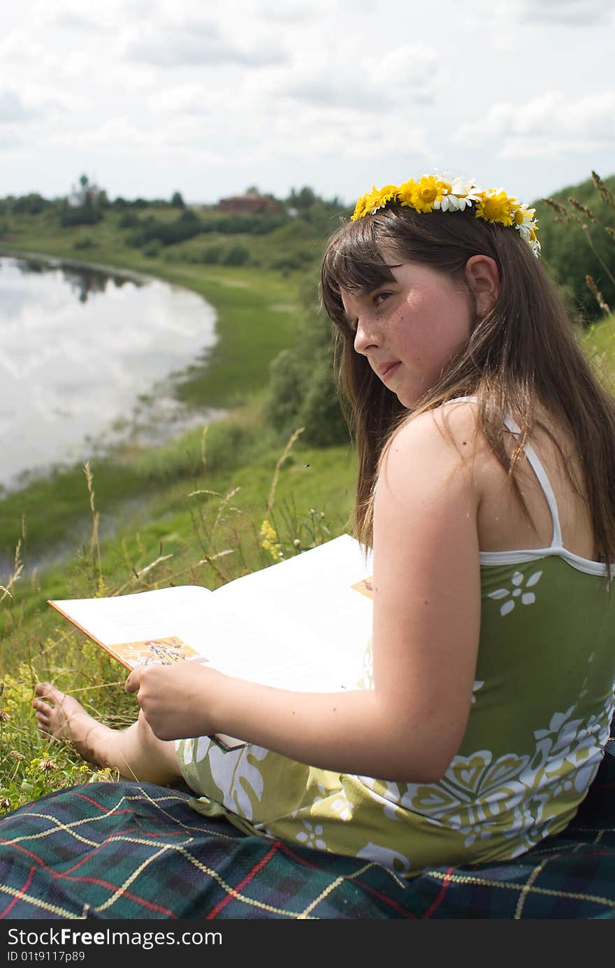 The girl with book