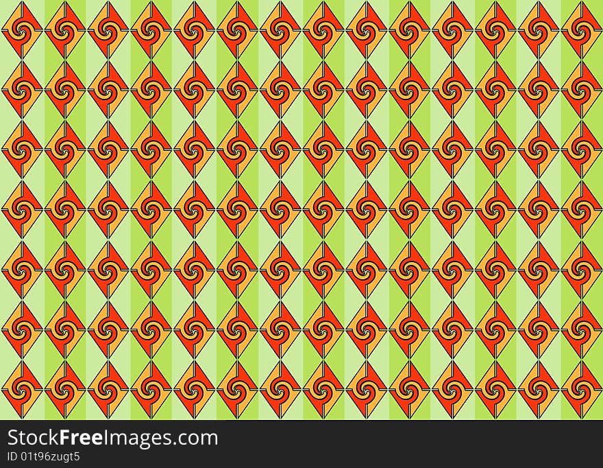 Green red orange geometric pattern. Green red orange geometric pattern