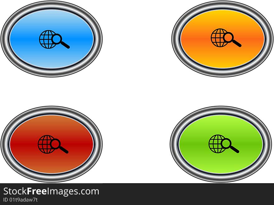 Four search buttons different colours for web