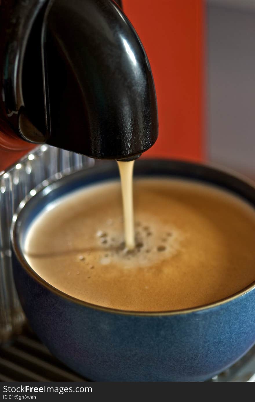 Freshly made coffee straight from the machine. Freshly made coffee straight from the machine.