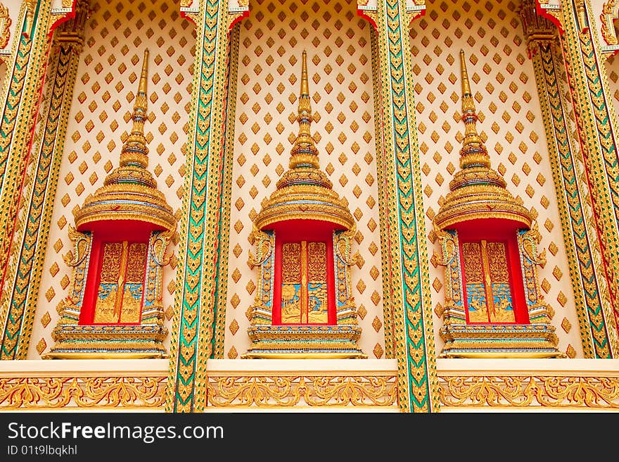 Buddhist church in traditional Thai style art. Buddhist church in traditional Thai style art