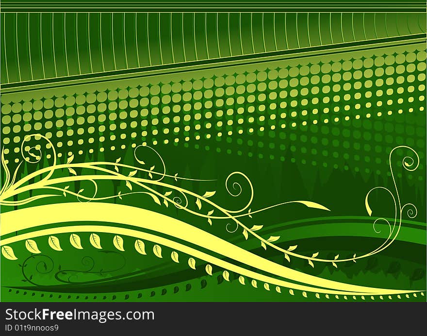 Green abstract background with floral elements. Additional vector format in EPS (v.8). Green abstract background with floral elements. Additional vector format in EPS (v.8).