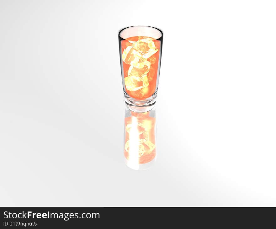 A glas with ice cubes