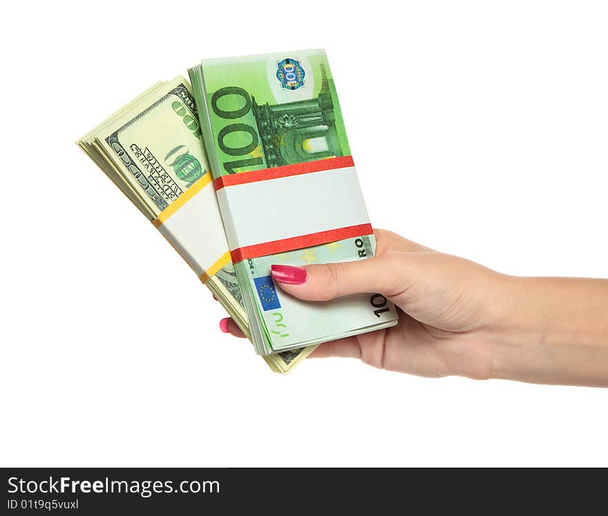 Woman hand Holding Money