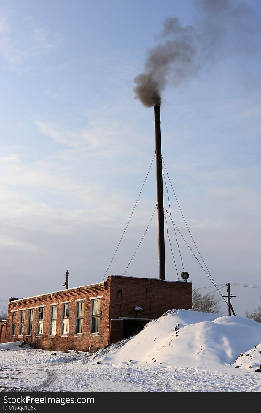 The old coal boiler room in Siberia. The old coal boiler room in Siberia