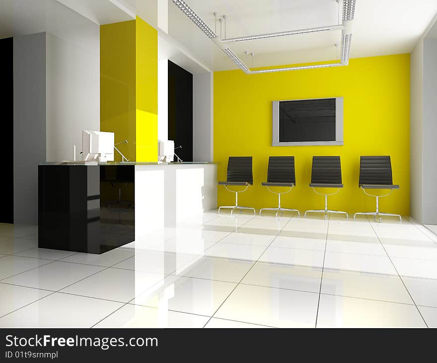 Modern interior of office 3 d render. Modern interior of office 3 d render