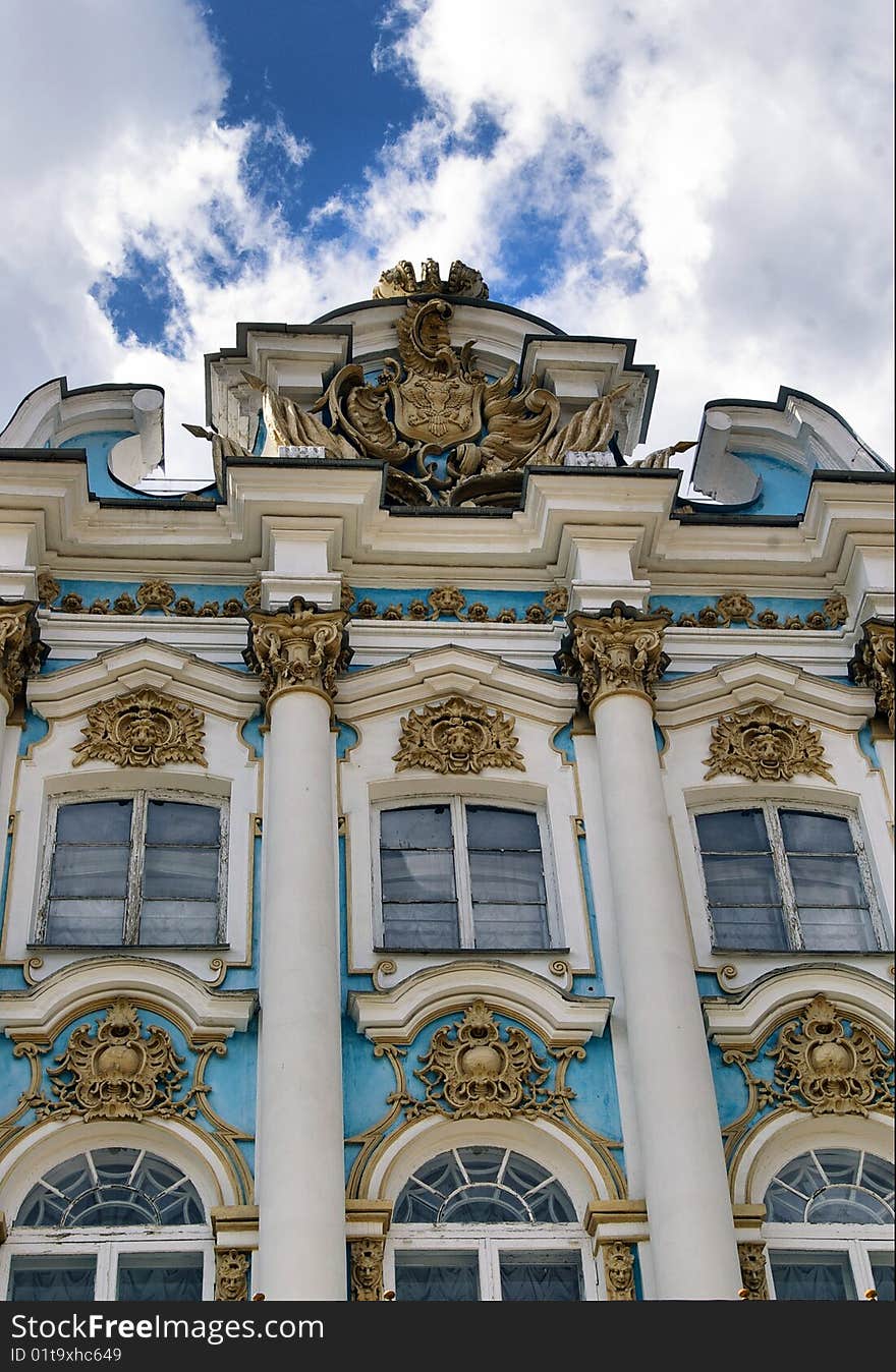 The element of a Katherine's Palace in Tzarskoye Selo, Russia