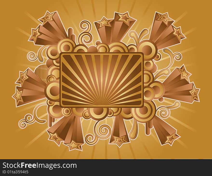 Abstract vector retro background with banner for your text.