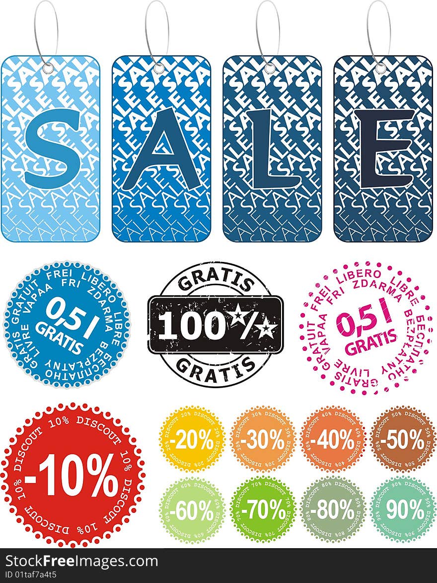 Set of colorful  sale stickers, stamp and labels. Set of colorful  sale stickers, stamp and labels