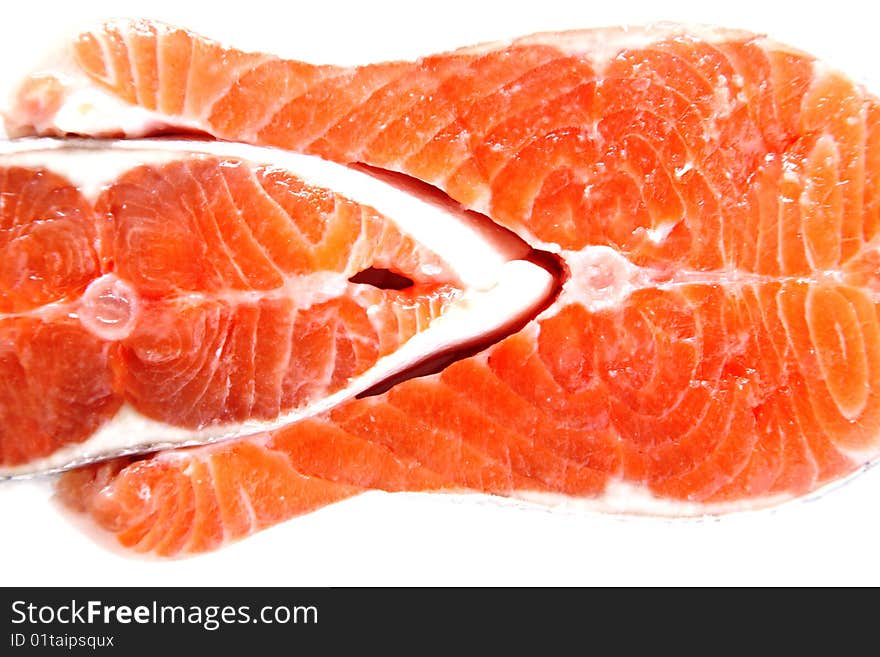 Fresh salmon steaks