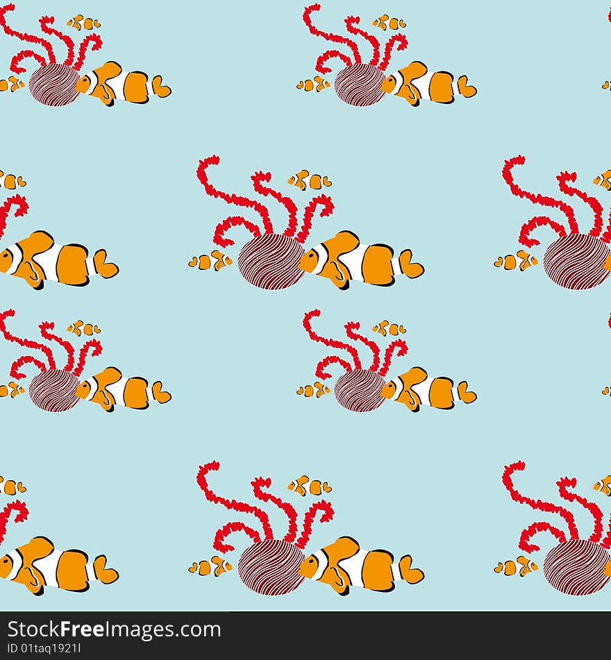 Seamless Clownfish Pattern