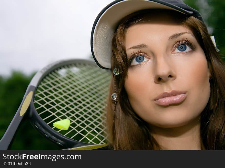 Pretty playing tennis young woman. Pretty playing tennis young woman