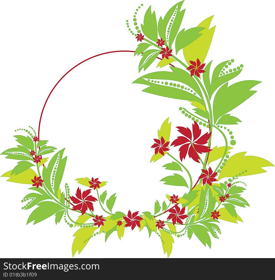 The vector illustration contains the image of floral frame